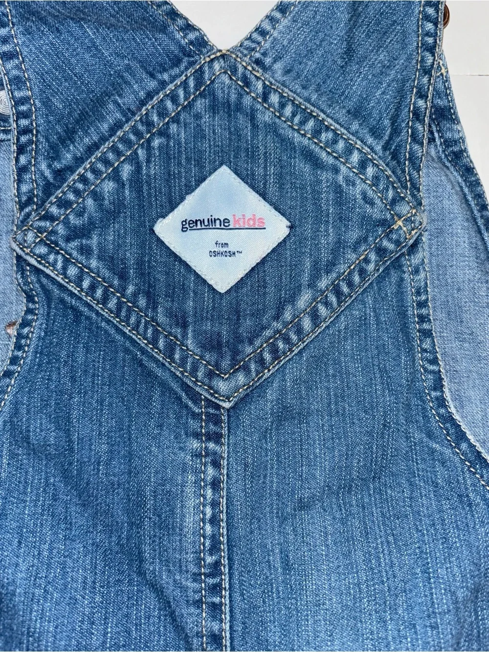 Girls Denim Overalls with Pink Flower Embroidery - Kids